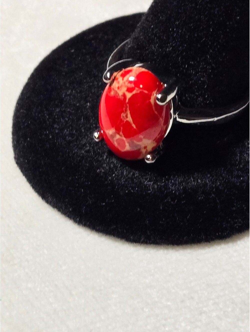 Generic Red Oval Stone Ring in Silver Tone - New  size 9